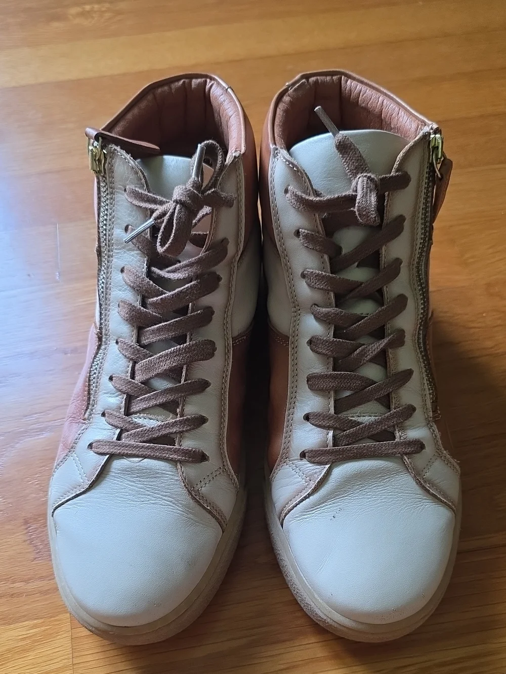 Pikolinos Women's Hightop Beige Leather Patchwork Sneakers US Size 11